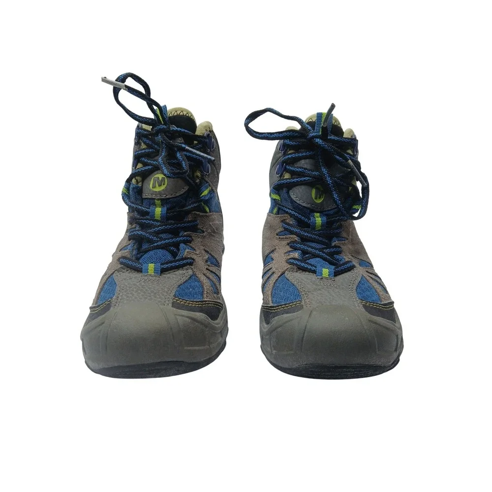 Merrell Capra Mid WTPF Hiking Boots Boys 2M Grey Blue Waterproof MC54635
